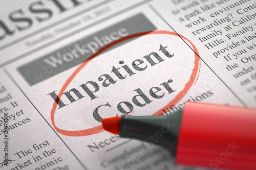 Inpatient Coder Wanted. 3D Illustration. photo