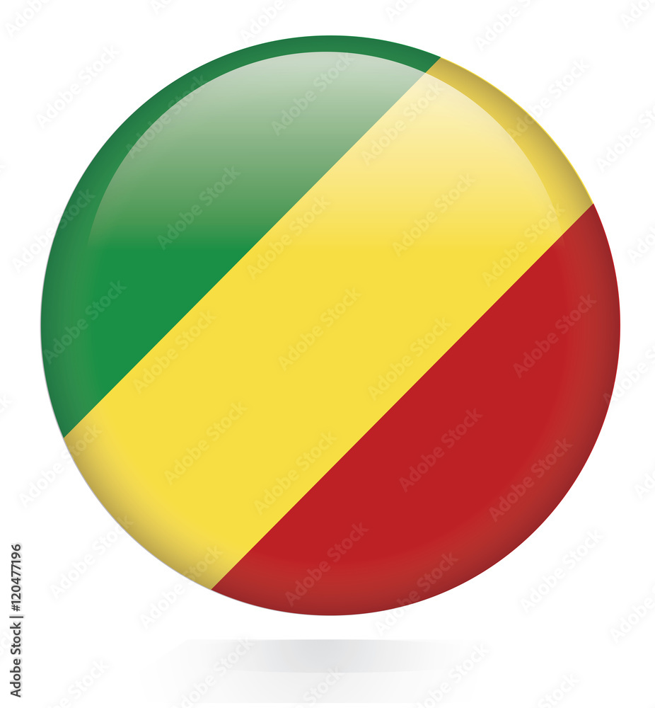 Congo Republic Flag glossy button Congo Republic Flag glossy button