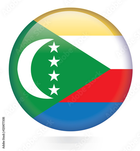 Comoros flag glossy button Free Download Comoros flag glossy button - GFXLoad