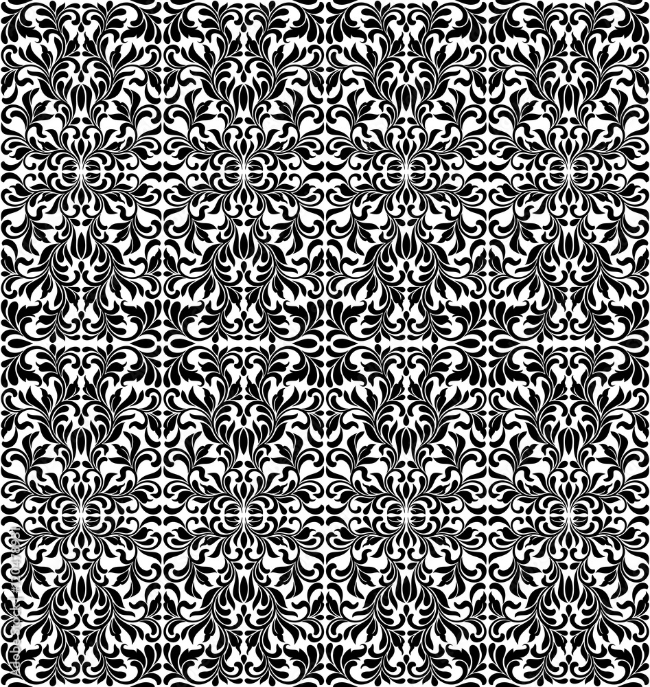 Floral seamless pattern with decoration tracery on a white background. Wallpaper in vintage style Floral seamless pattern with decoration tracery on a white background. Wallpaper in vintage style