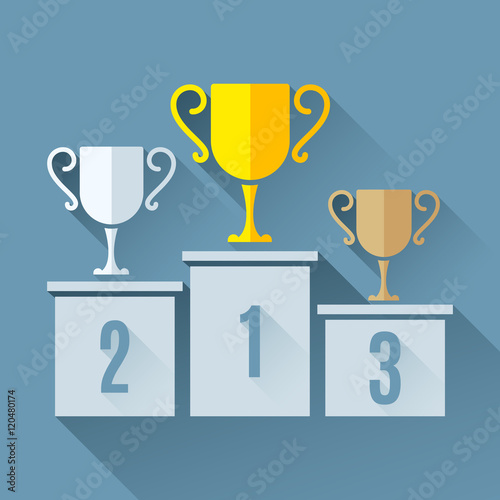 Trophy Cups on Podium