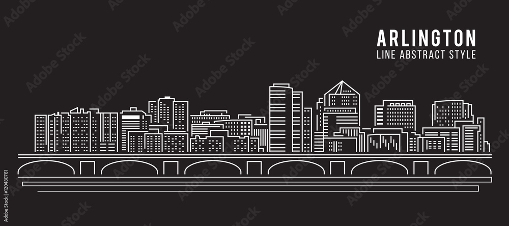 Cityscape Building Line art Vector Illustration design - Arlington city