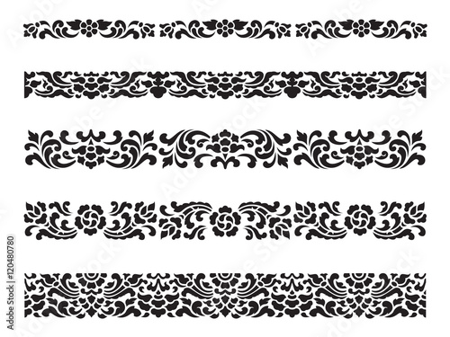 Line pattern Asian traditional art Design Vector set, Thai traditional design  (Lai Thai pattern)