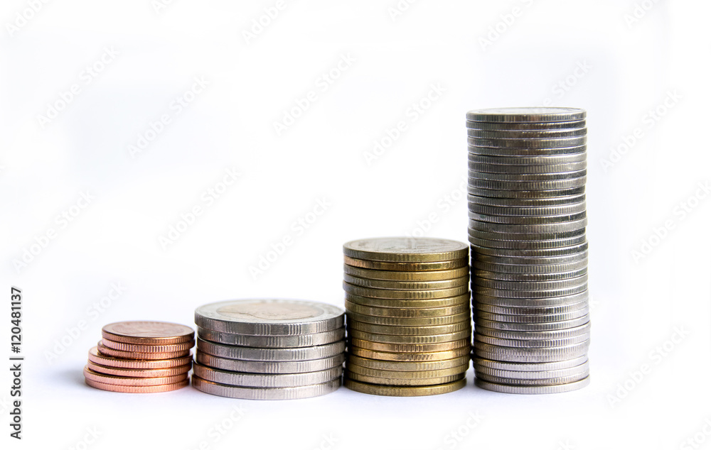 Coin money stack isolate on white background Coin money stack isolate on white background