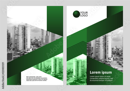 Green annual report brochure flyer design template vector, Leaflet cover presentation abstract geometric background, layout in A4 size