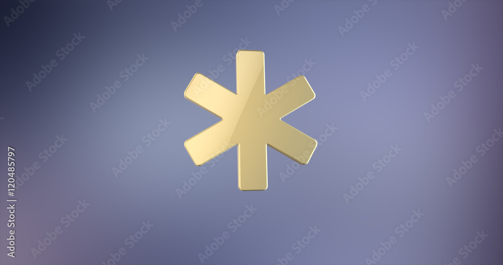 Obraz premium Asterisk Gold 3d Icon