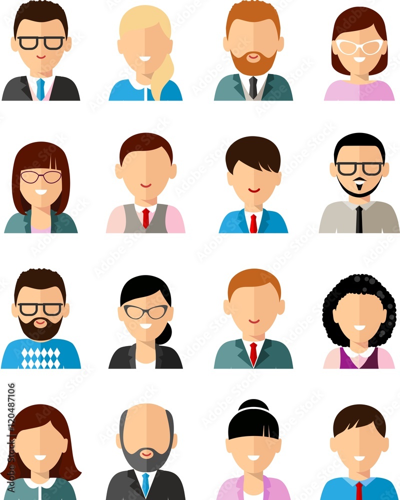 Set of business avatar peoples in flat colorful style Set of business avatar peoples in flat colorful style