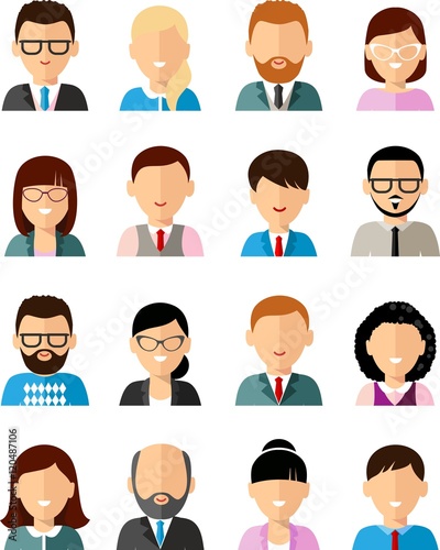 Set of business avatar peoples in flat colorful style