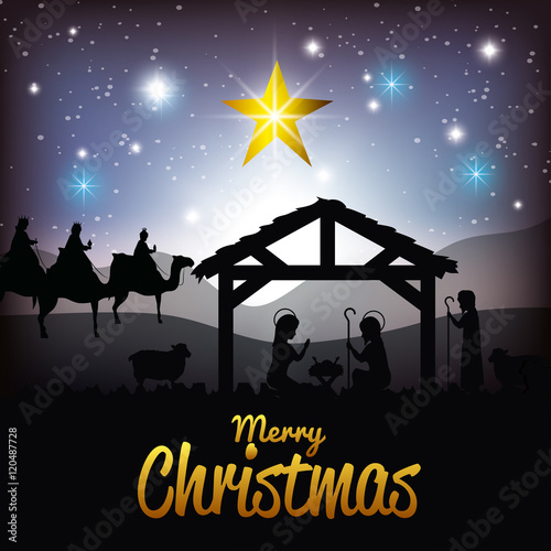 silhouette manger merry christmas design design vector illustration eps 10