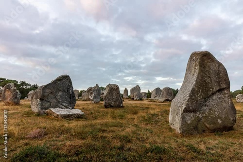 Time-Lapse,Time lapse, video, Carnac, Alignments  of Carnac, Brittany, France 