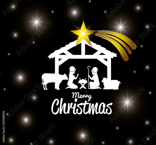 silhouette manger merry christmas design design vector illustration eps 10