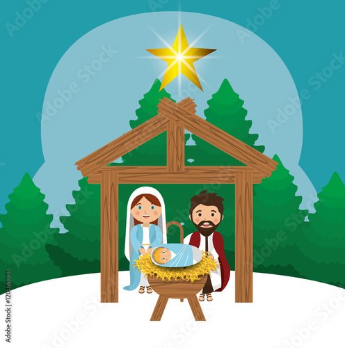 silhouette manger merry christmas design design vector illustration eps 10