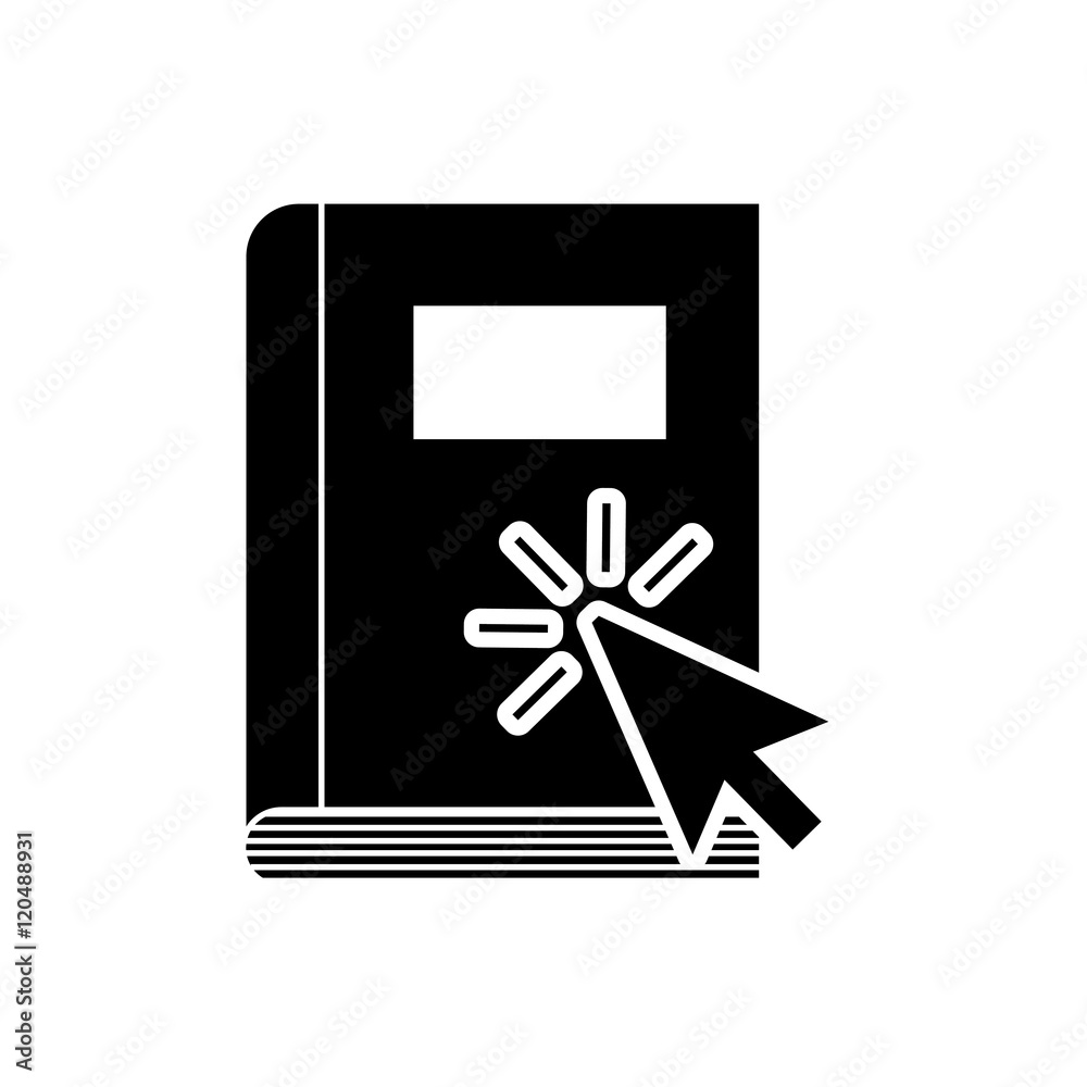 textbook with arrow pointer icon vector illustration design