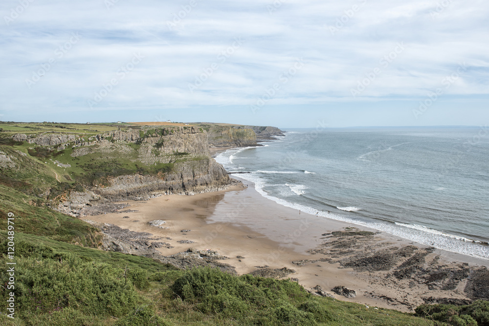 Landscape image of Mewslade Bay in the Gower Peninsula 