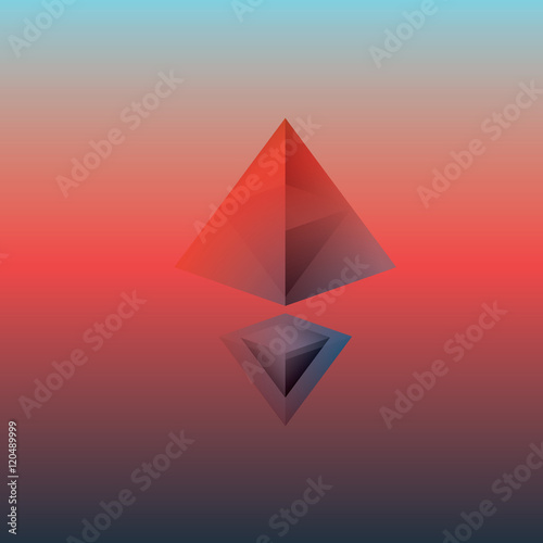 Free Download Abstract pyramid vector 3d background illustration. Floating polygonal shape on gradient . - GFXLoad