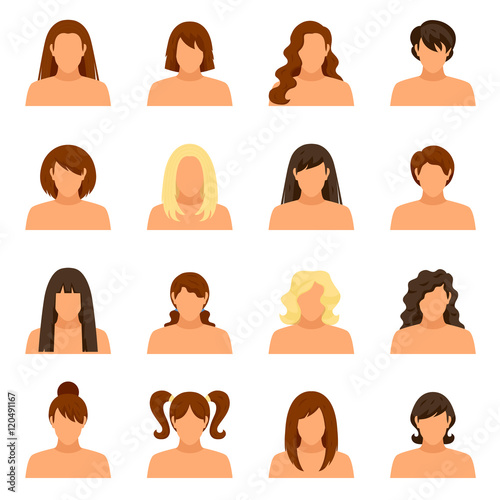 Woman Hairstyle Icons Set