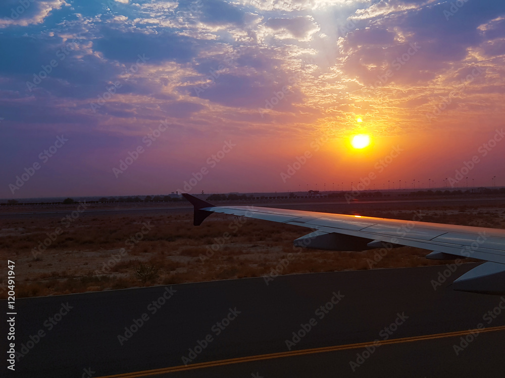 Landing At Sunset In The Deserts Of Arabia Landing At Sunset In The Deserts Of Arabia