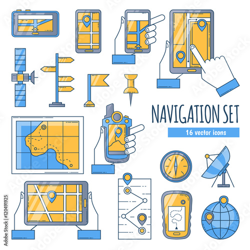 Navigation Flat Color Icons Set