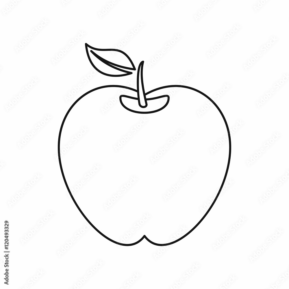 Apple icon in outline style on a white background vector illustration Apple icon in outline style on a white background vector illustration