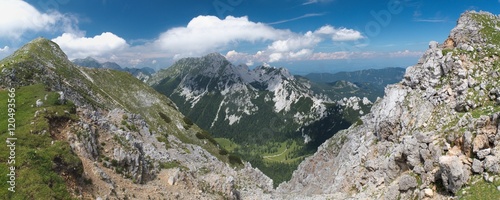 Stol mountain from Veliki Vrh in Karawanken mountains in Slovenia
