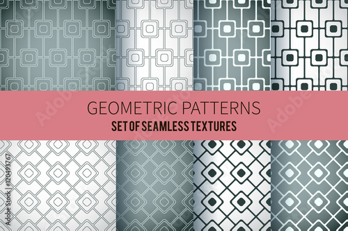 Set of eight abstract black-white backgrounds