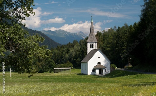village church in Mojstrana in valley of Sava river in Slovenia