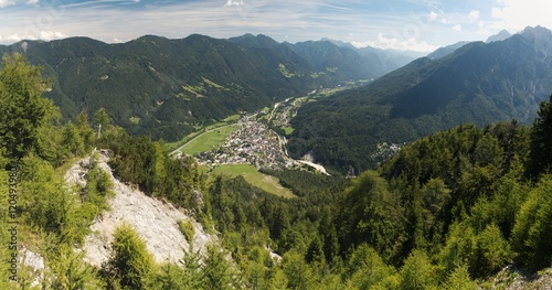 Krajnska Gora from hillside of Vitranc mountain in Julian Alps in Slovenia