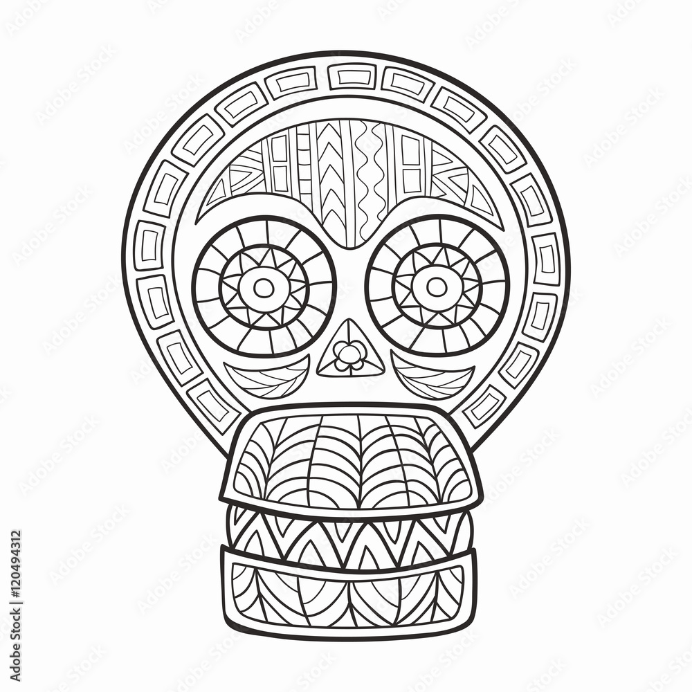 Mexican skull, the original pattern. Vector illustration. Sugar Skull