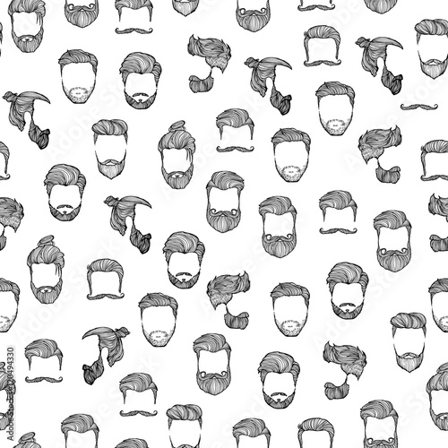 Man hairstyle. Seamless pattern. Vector Illustration.