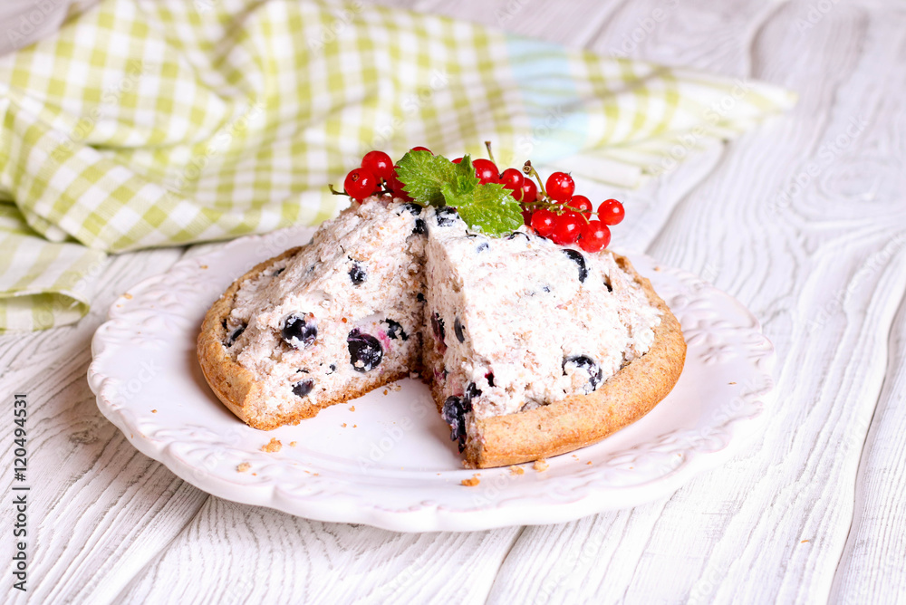 Berry slice of pie, cake with currant cuted dessert. Berry slice of pie, cake with currant cuted dessert.