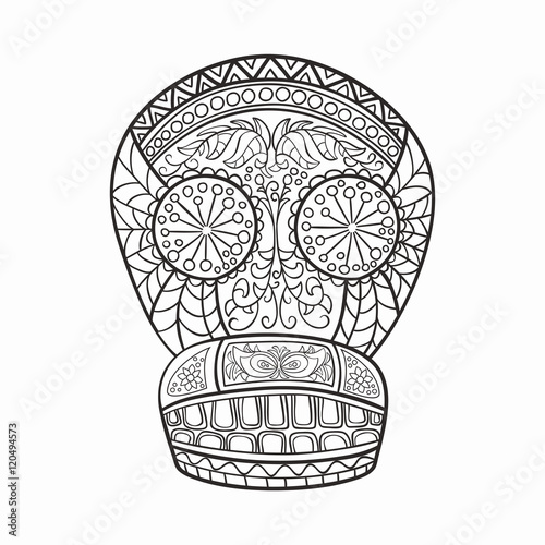 Mexican skull, the original pattern. Vector illustration. Sugar Skull. Day of The Dead colorful Skull with floral and ethnic ornament.