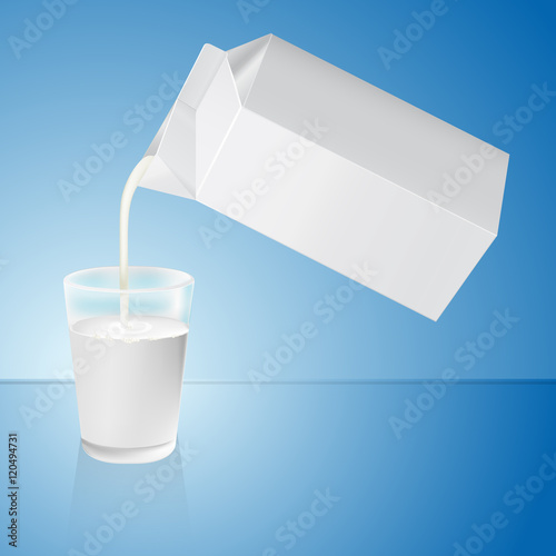 Milk poured out of a milk carton.