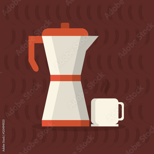flat design moka pot coffee and pastry image vector illustration 