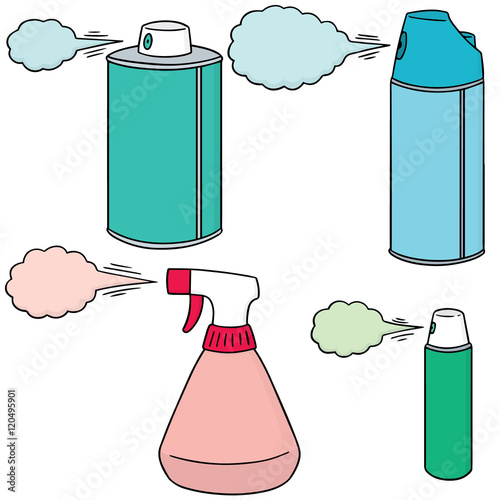 vector set of spray can and bottle