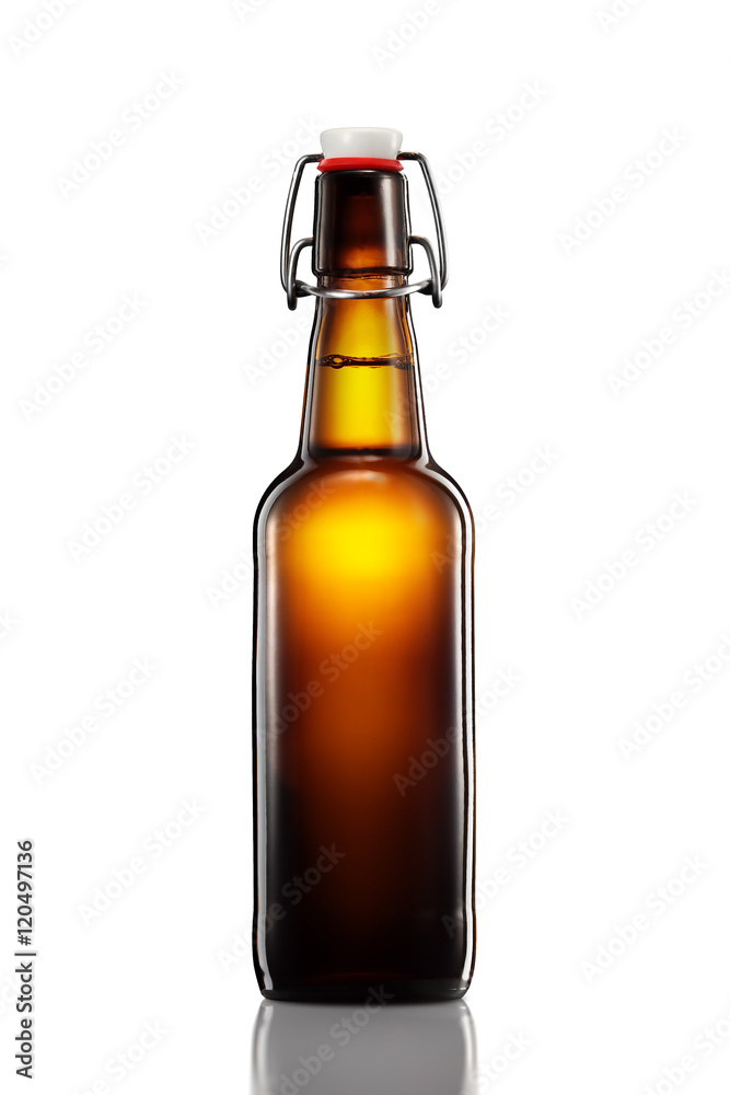 Swing top bottle of light beer with clipping path isolated on white background Swing top bottle of light beer with clipping path isolated on white background