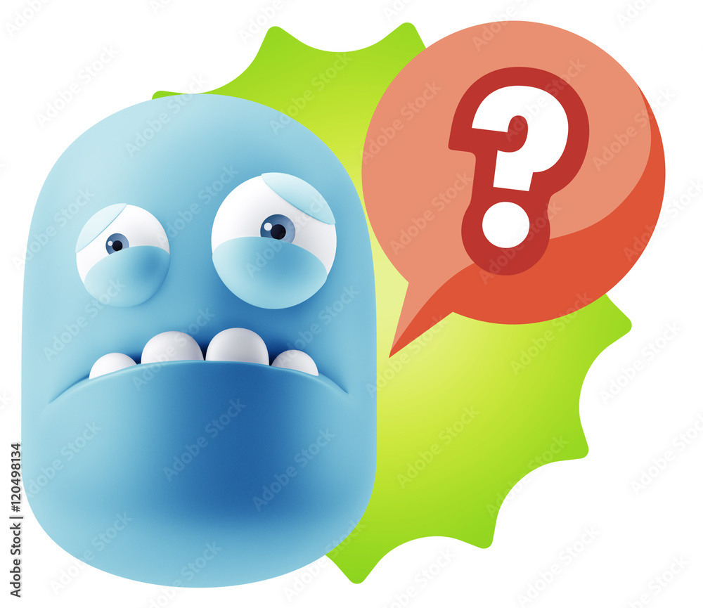 3d Illustration Sad Character Emoji Expression saying Question M 3d Illustration Sad Character Emoji Expression saying Question M