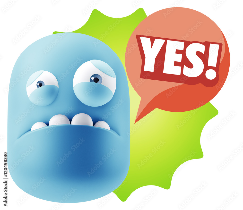 3d Illustration Sad Character Emoji Expression saying Yes with C 3d Illustration Sad Character Emoji Expression saying Yes with C