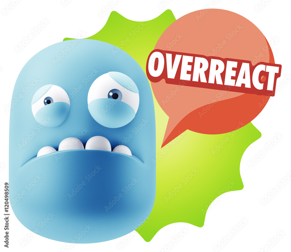 3d Illustration Sad Character Emoji Expression saying Overreact 3d Illustration Sad Character Emoji Expression saying Overreact