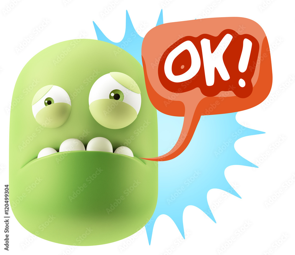 3d Illustration Sad Character Emoji Expression saying OK with Co 3d Illustration Sad Character Emoji Expression saying OK with Co