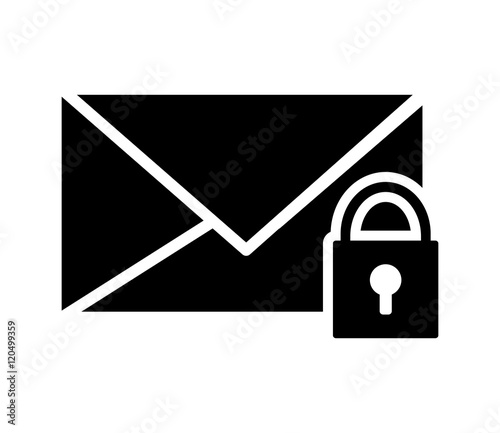 flat design message envelope and safety lock icon vector illustration 