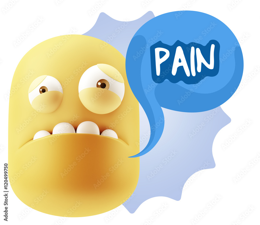 3d Illustration Sad Character Emoji Expression saying Pain with 3d Illustration Sad Character Emoji Expression saying Pain with