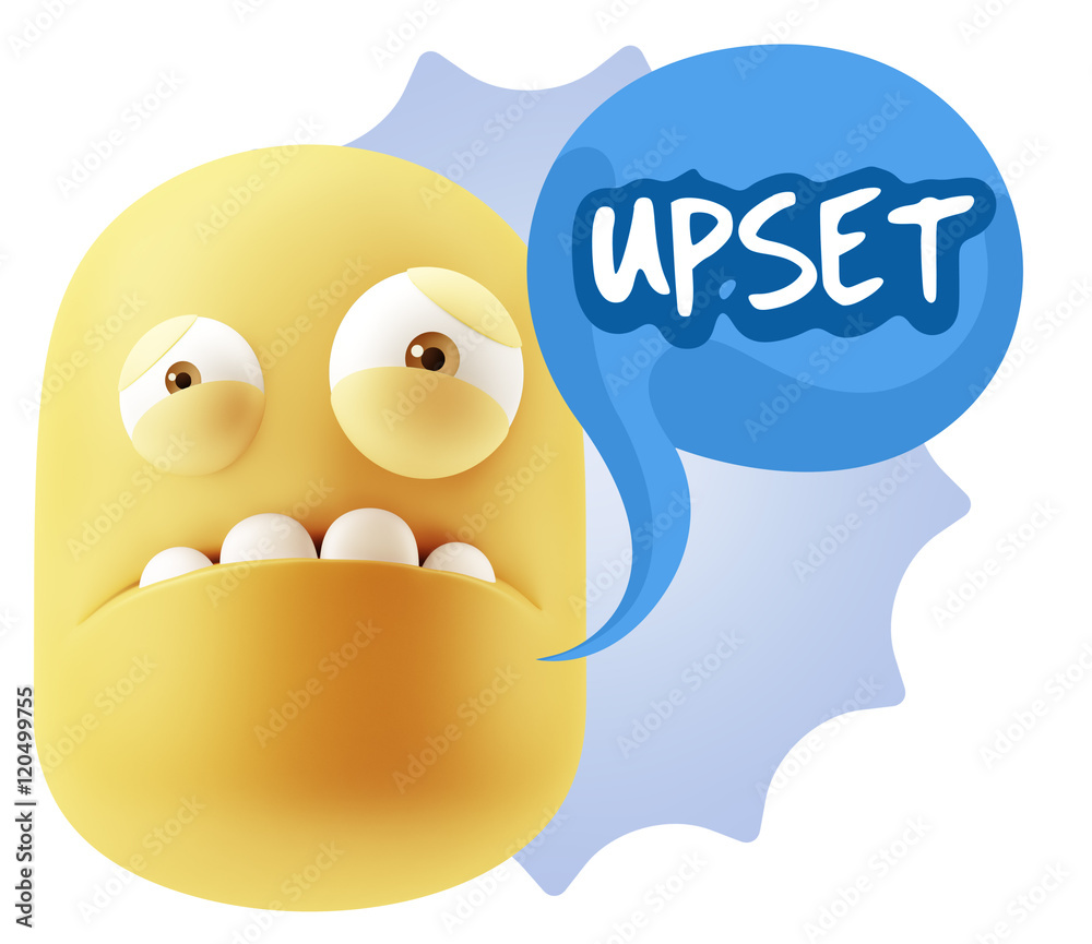 3d Illustration Sad Character Emoji Expression saying Upset with