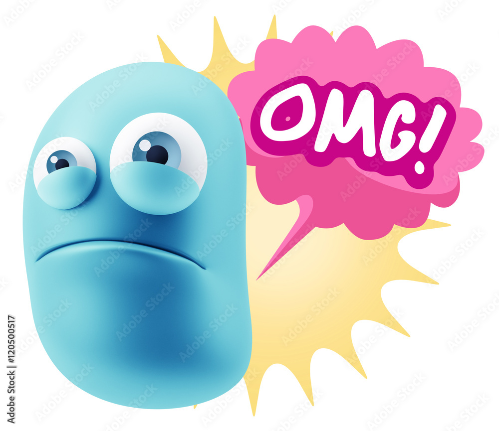 3d Illustration Sad Character Emoji Expression saying OMG with C 3d Illustration Sad Character Emoji Expression saying OMG with C