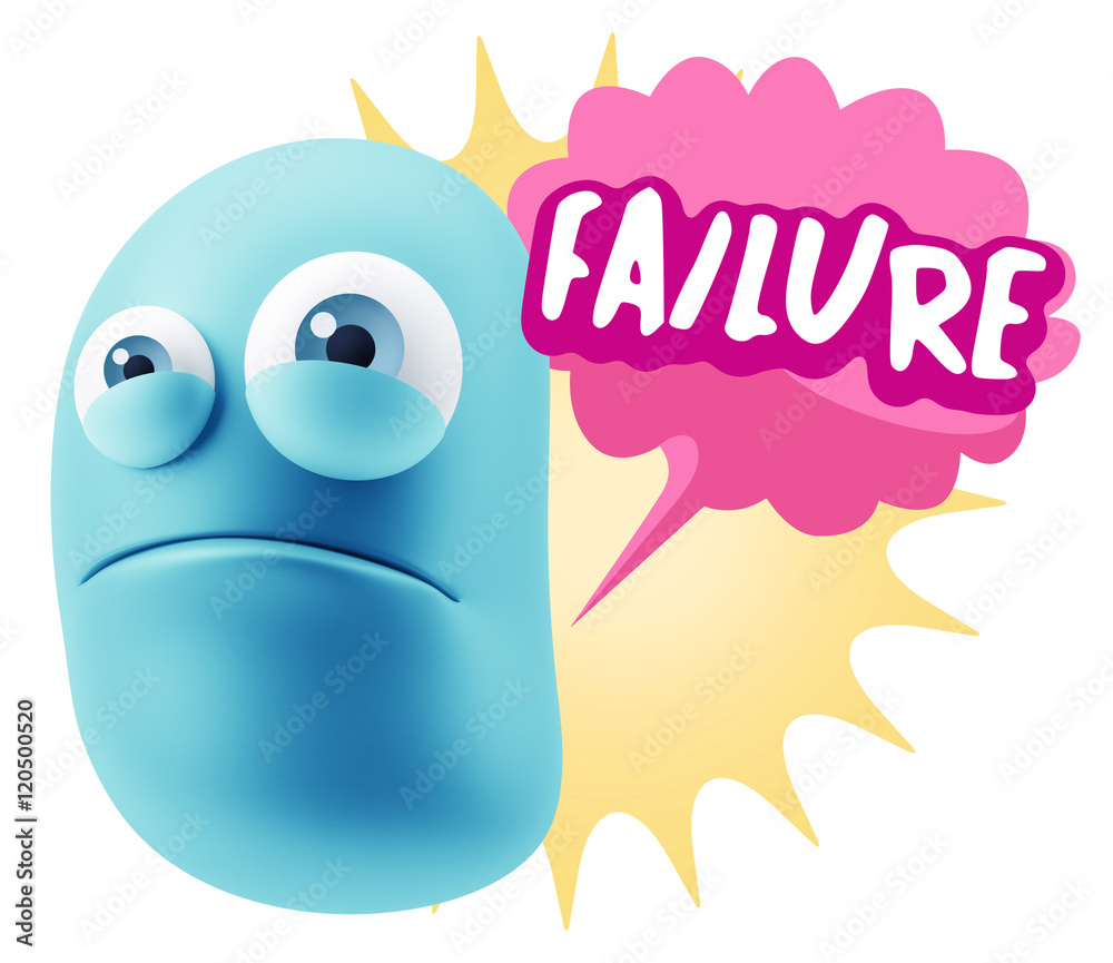 3d Illustration Sad Character Emoji Expression saying Failure wi 3d Illustration Sad Character Emoji Expression saying Failure wi