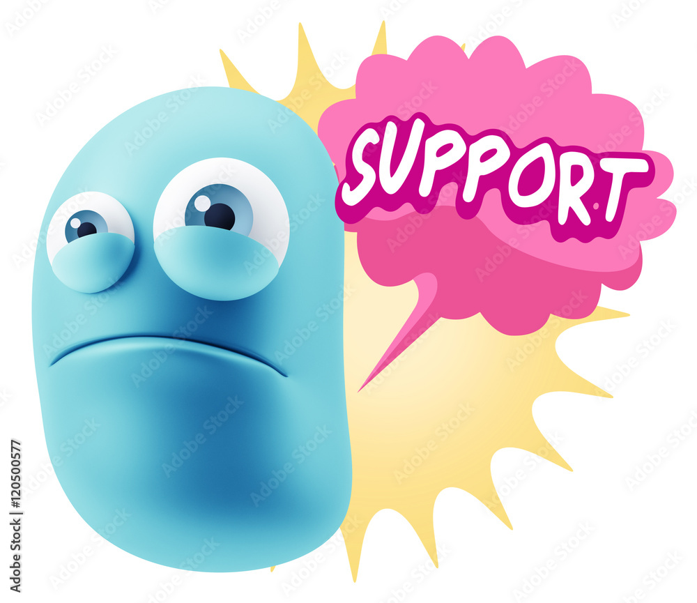 3d Illustration Sad Character Emoji Expression saying Support wi 3d Illustration Sad Character Emoji Expression saying Support wi