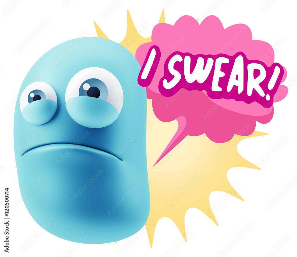 3d Illustration Sad Character Emoji Expression saying I Swear wi 3d Illustration Sad Character Emoji Expression saying I Swear wi