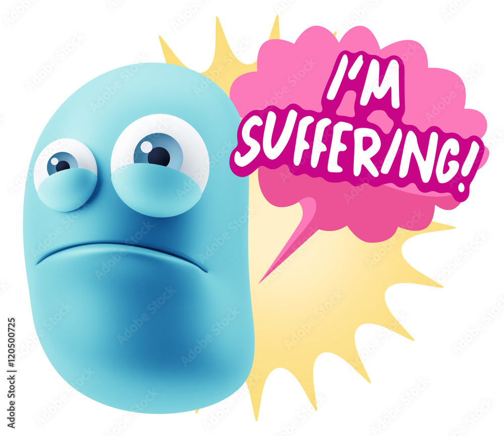 3d Illustration Sad Character Emoji Expression saying I'm Suffer 3d Illustration Sad Character Emoji Expression saying I'm Suffer