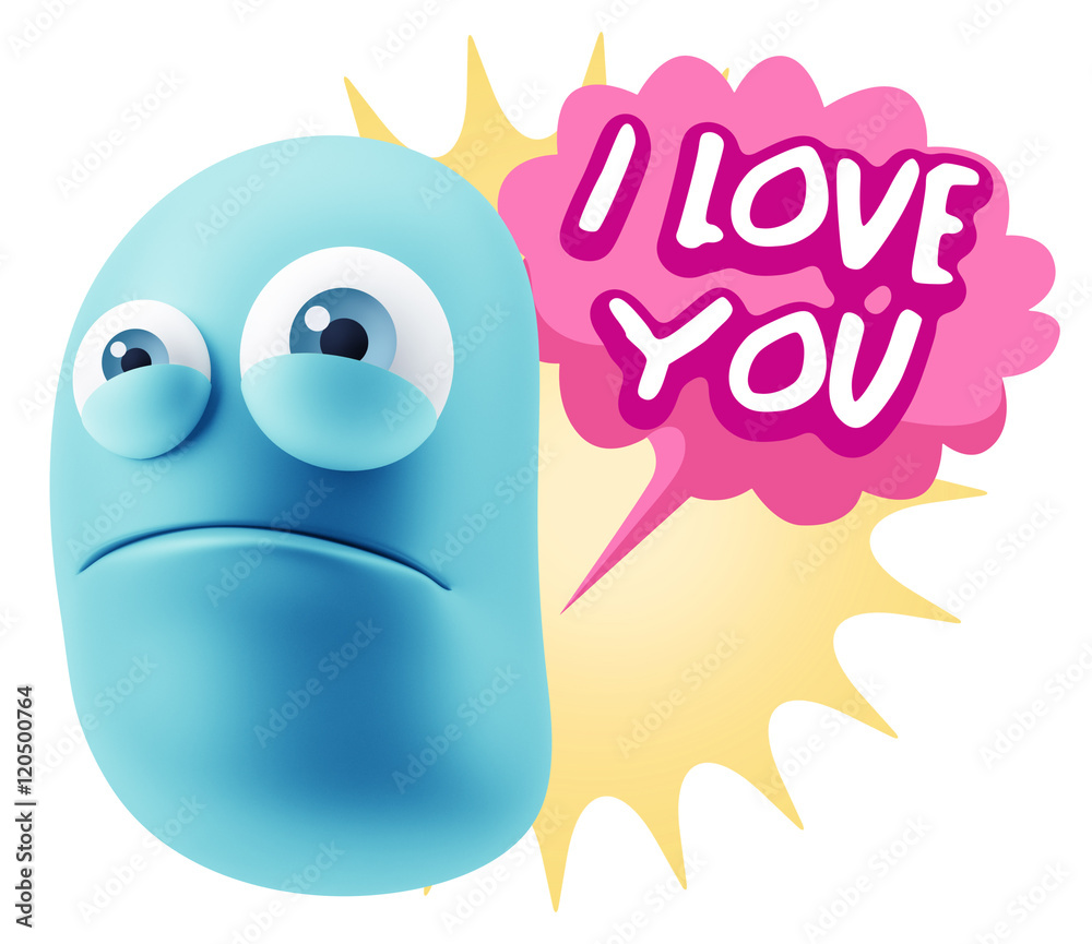 3d Illustration Sad Character Emoji Expression saying I Love You 3d Illustration Sad Character Emoji Expression saying I Love You