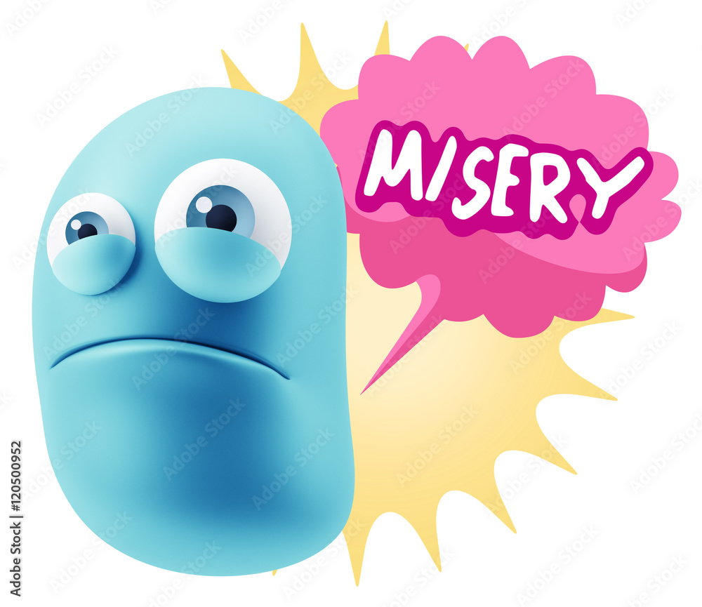 3d Illustration Sad Character Emoji Expression saying misery wit