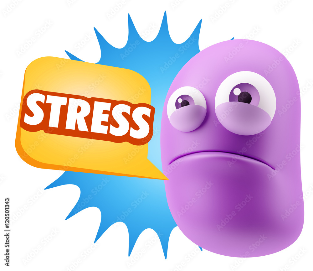 3d Illustration Sad Character Emoji Expression saying Stress wit